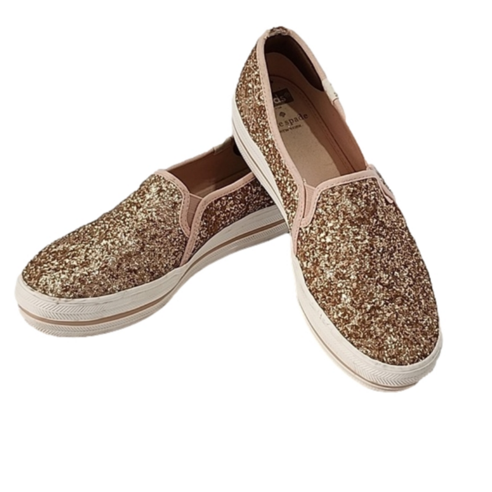 KATE SPADE AND KEDS SLIP ON'S ROSE GOLD SIZE 7.5